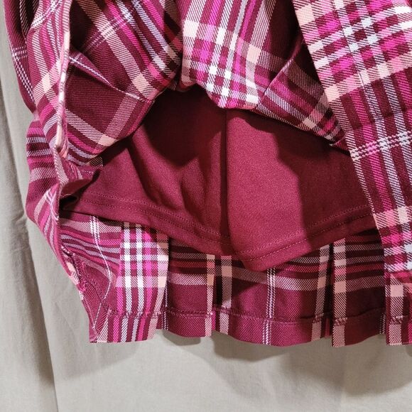 Justice Girls medium 10 Faux Wrap Plaid Skirt with shorts - Picture 6 of 13